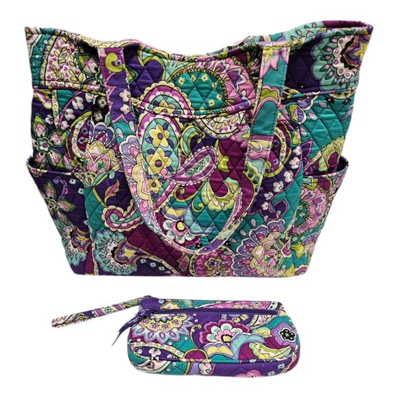 Vera Bradley Retired Heather Purple Pleated Large Tote with matching Wallet - Picture 12 of 13